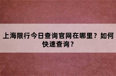 上海限行今日查询官网在哪里？如何快速查询？