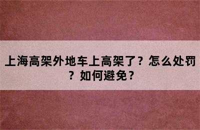 上海高架外地车上高架了？怎么处罚？如何避免？