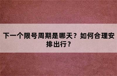 下一个限号周期是哪天？如何合理安排出行？