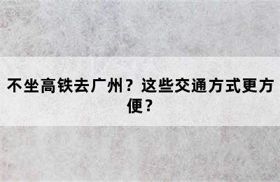 不坐高铁去广州？这些交通方式更方便？