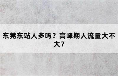 东莞东站人多吗？高峰期人流量大不大？