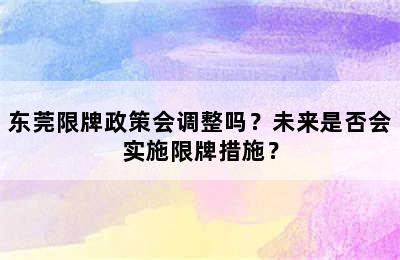 东莞限牌政策会调整吗？未来是否会实施限牌措施？