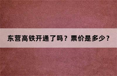 东营高铁开通了吗？票价是多少？