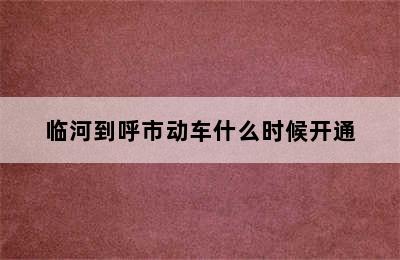 临河到呼市动车什么时候开通