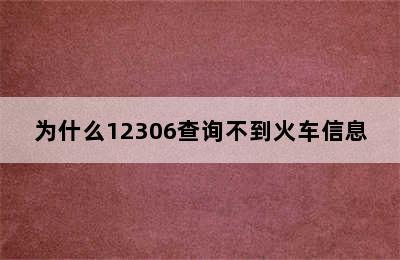 为什么12306查询不到火车信息