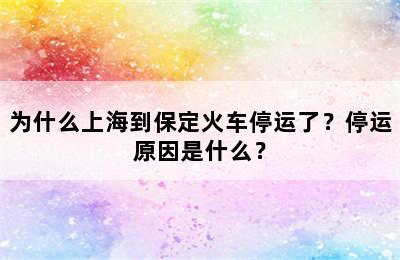 为什么上海到保定火车停运了？停运原因是什么？