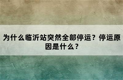 为什么临沂站突然全部停运？停运原因是什么？