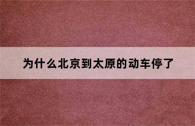 为什么北京到太原的动车停了