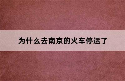 为什么去南京的火车停运了