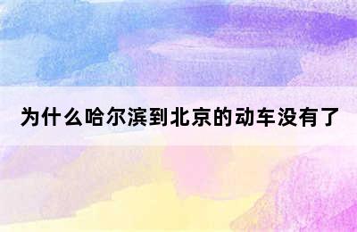 为什么哈尔滨到北京的动车没有了