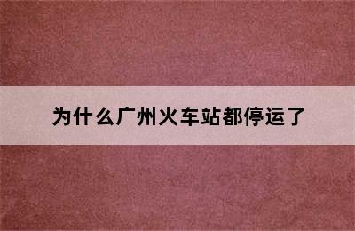 为什么广州火车站都停运了