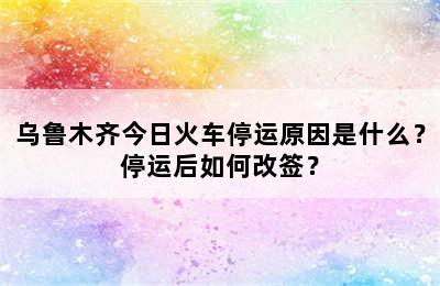 乌鲁木齐今日火车停运原因是什么？停运后如何改签？
