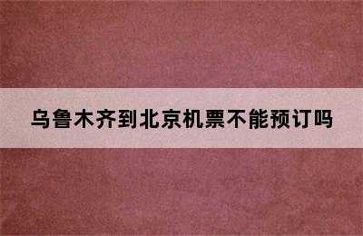 乌鲁木齐到北京机票不能预订吗