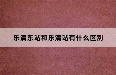 乐清东站和乐清站有什么区别