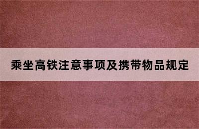 乘坐高铁注意事项及携带物品规定