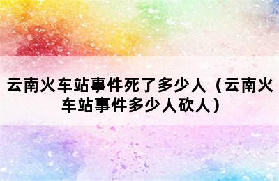 云南火车站事件死了多少人（云南火车站事件多少人砍人）