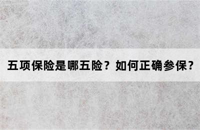 五项保险是哪五险？如何正确参保？