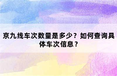 京九线车次数量是多少？如何查询具体车次信息？