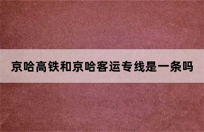 京哈高铁和京哈客运专线是一条吗