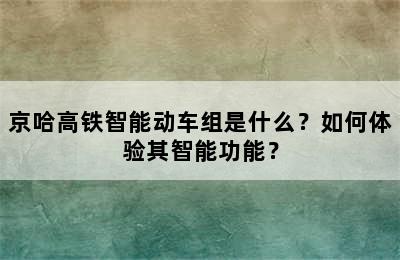 京哈高铁智能动车组是什么？如何体验其智能功能？