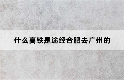 什么高铁是途经合肥去广州的