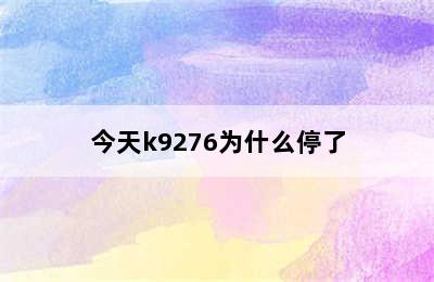 今天k9276为什么停了