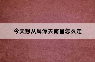 今天想从鹰潭去南昌怎么走