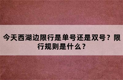 今天西湖边限行是单号还是双号？限行规则是什么？