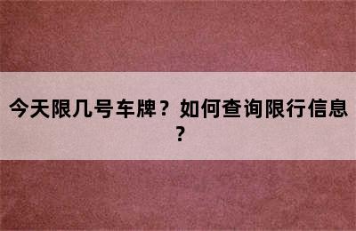 今天限几号车牌？如何查询限行信息？