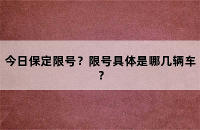 今日保定限号？限号具体是哪几辆车？