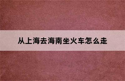 从上海去海南坐火车怎么走