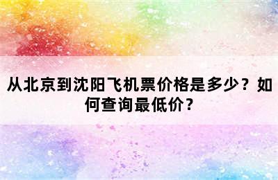 从北京到沈阳飞机票价格是多少？如何查询最低价？