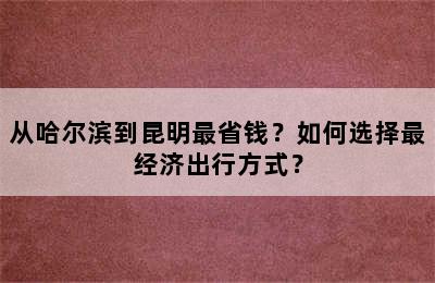 从哈尔滨到昆明最省钱？如何选择最经济出行方式？