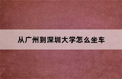 从广州到深圳大学怎么坐车