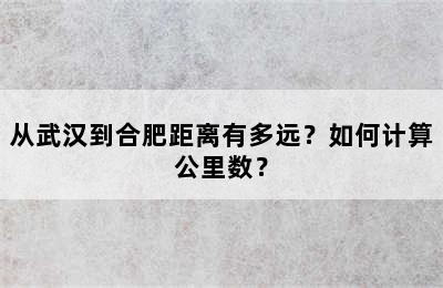 从武汉到合肥距离有多远？如何计算公里数？