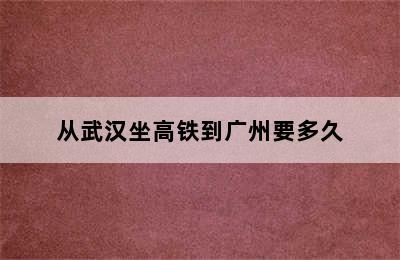 从武汉坐高铁到广州要多久