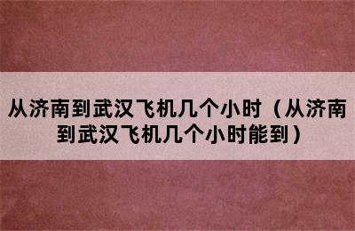 从济南到武汉飞机几个小时（从济南到武汉飞机几个小时能到）