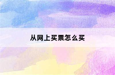 从网上买票怎么买