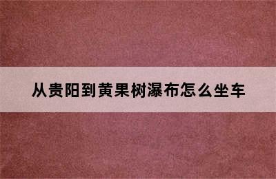 从贵阳到黄果树瀑布怎么坐车