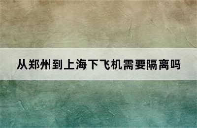 从郑州到上海下飞机需要隔离吗