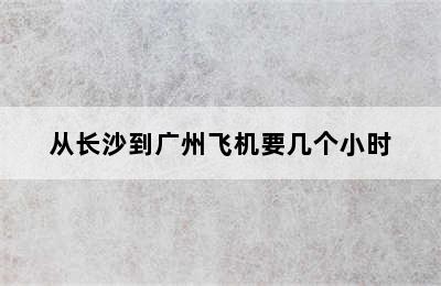 从长沙到广州飞机要几个小时