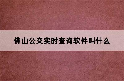 佛山公交实时查询软件叫什么