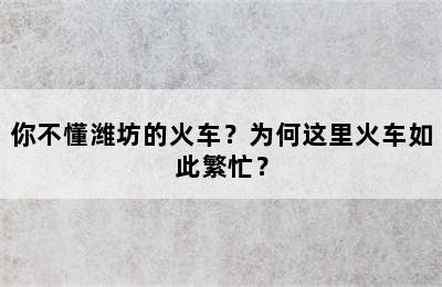 你不懂潍坊的火车？为何这里火车如此繁忙？