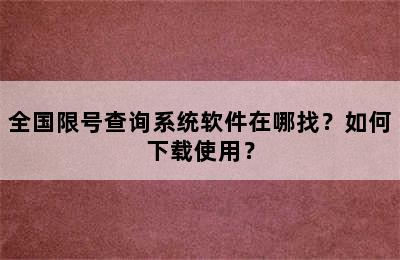 全国限号查询系统软件在哪找？如何下载使用？