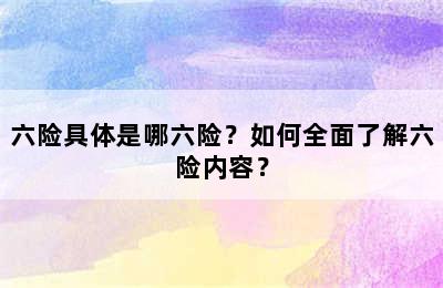六险具体是哪六险？如何全面了解六险内容？