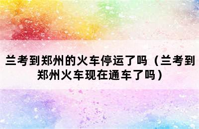 兰考到郑州的火车停运了吗（兰考到郑州火车现在通车了吗）