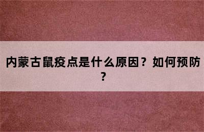 内蒙古鼠疫点是什么原因？如何预防？