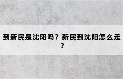 到新民是沈阳吗？新民到沈阳怎么走？