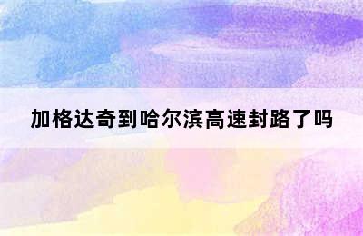 加格达奇到哈尔滨高速封路了吗