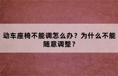 动车座椅不能调怎么办？为什么不能随意调整？